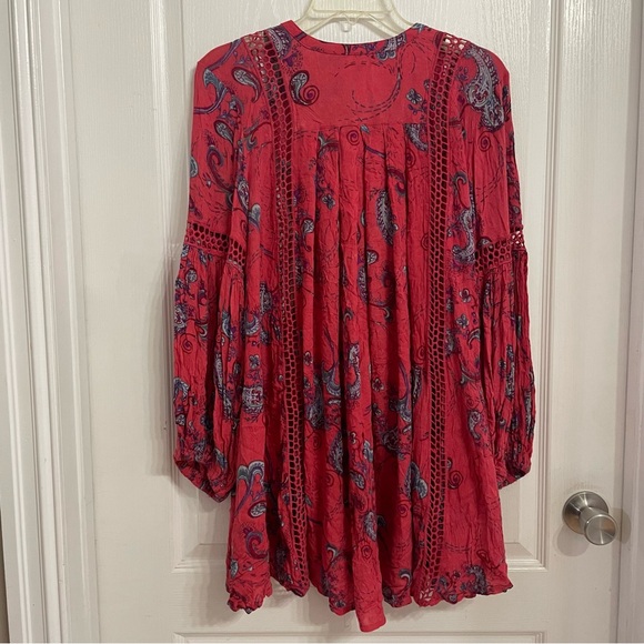 Free People Womens Just the Two of Us Balloon Sleeve Tunic Top Mini Dress Small - Picture 7 of 12
